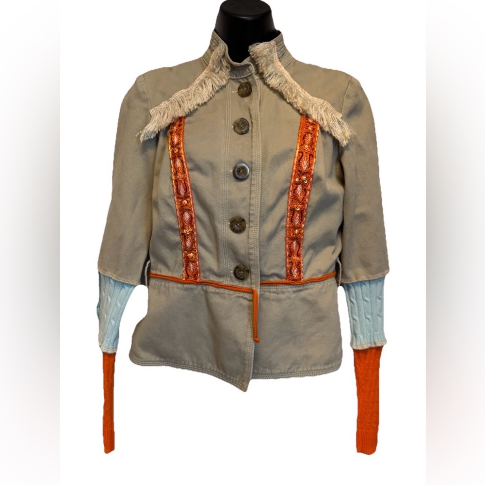 Miranda Caroligne OOAK Upcycled Jacket Boho Western Fringe Lace Women’s S